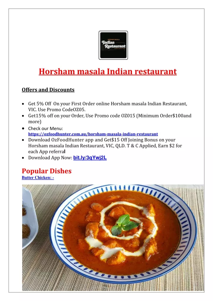 PPT - 5% Off - Horsham masala Indian Restaurant Takeaway Menu, VIC ...