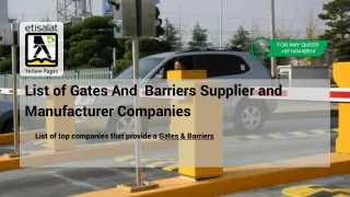 List of Gates And  Barriers Supplier and Manufacturer Companies