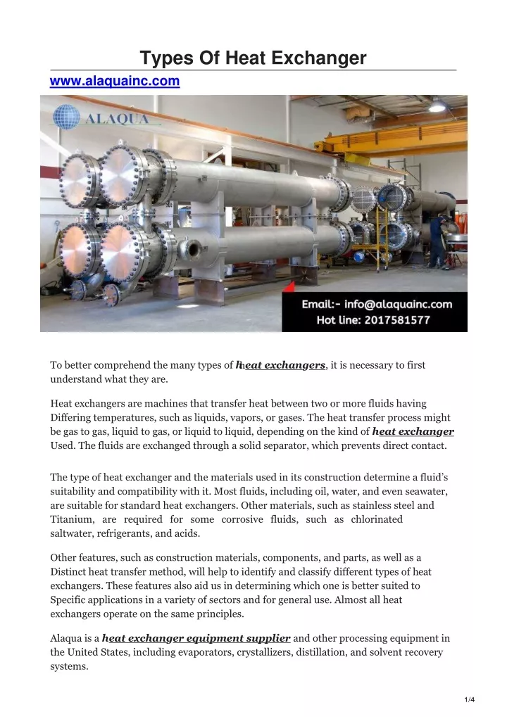 types of heat exchanger www alaquainc com