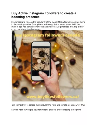 Buy Active Instagram Followers to create a booming presence