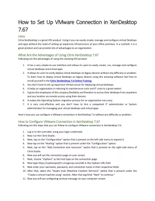How to Set Up VMware Connection in XenDesktop 7.6?