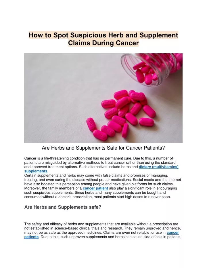 how to spot suspicious herb and supplement claims