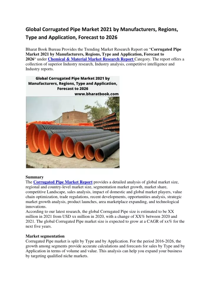 global corrugated pipe market 2021