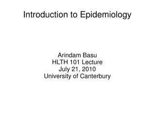 Introduction to Epidemiology