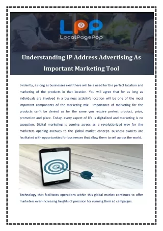 Understanding IP Address Advertising As Important Marketing Tool