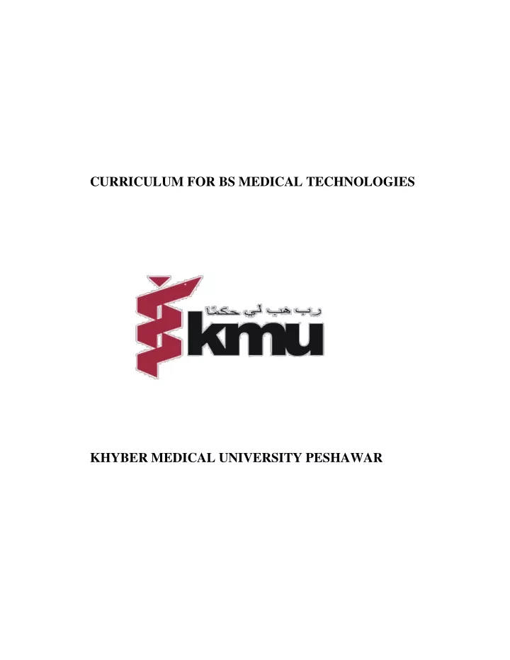 curriculum for bs medical technologies