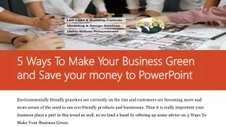 5 Tips To Make Your Business Green and Save your money