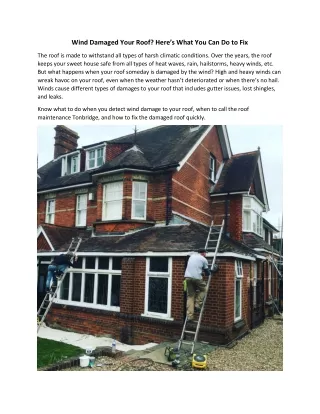 Wind Damaged Your Roof Here’s What You Can Do to Fix