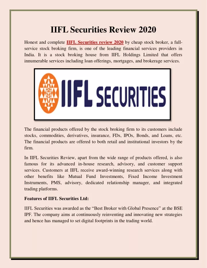 iifl securities review 2020