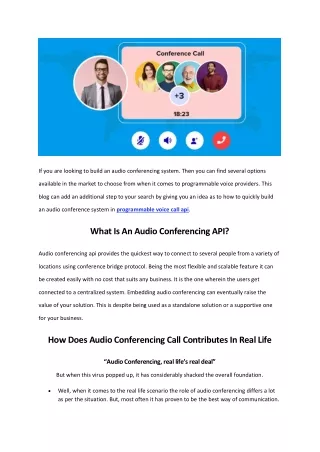 Build an Audio Conferencing System with Programmable Voice Calling API