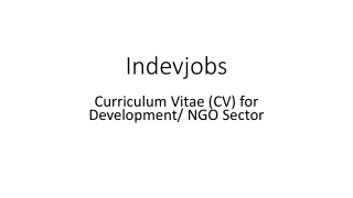 Curriculum Vitae (CV) for Development/ NGO Sector