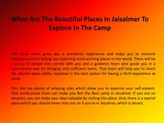 What Are The Beautiful Places In Jaisalmer To Explore In The Camp?