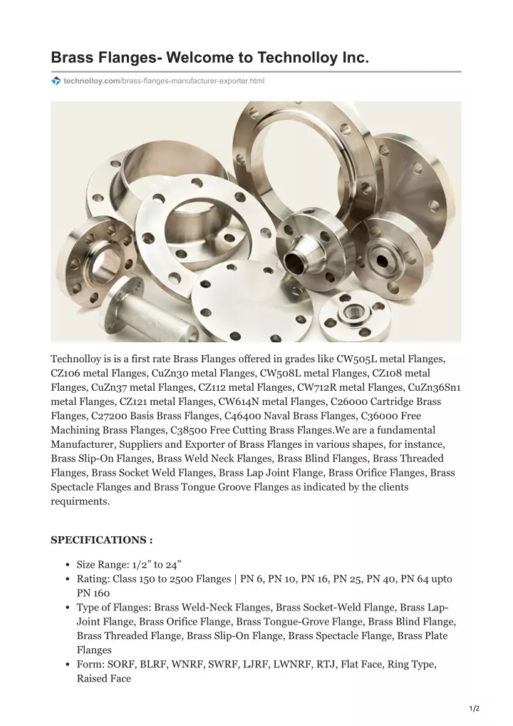 brass flanges welcome to technolloy inc