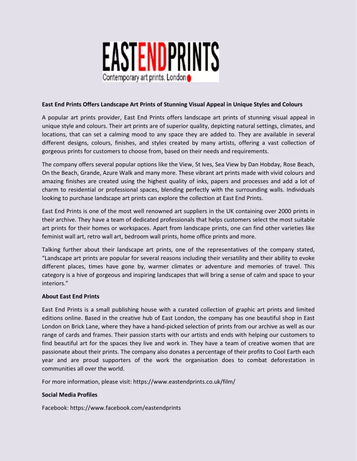 east end prints offers landscape art prints