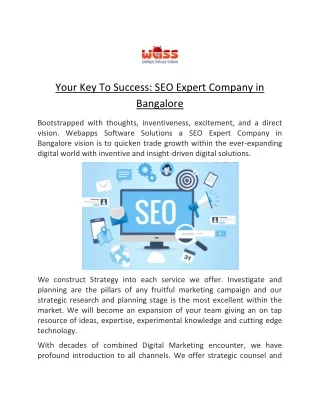 Your Key To Success SEO Expert Company in Bangalore