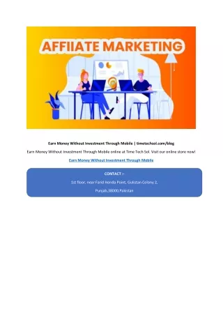 Earn Money Without Investment Through Mobile