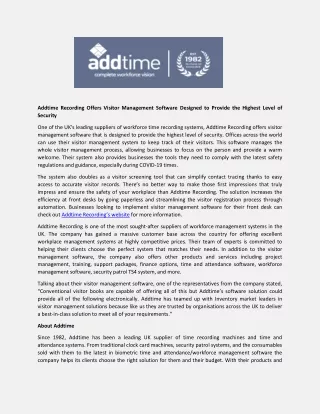 addtime recording offers visitor management