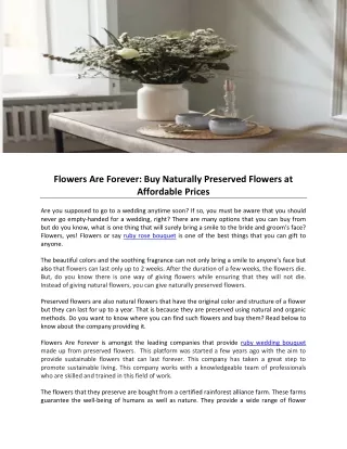 Flowers Are Forever- Buy Naturally Preserved Flowers at Affordable Prices