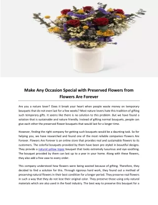 Make Any Occasion Special with Preserved Flowers from Flowers Are Forever