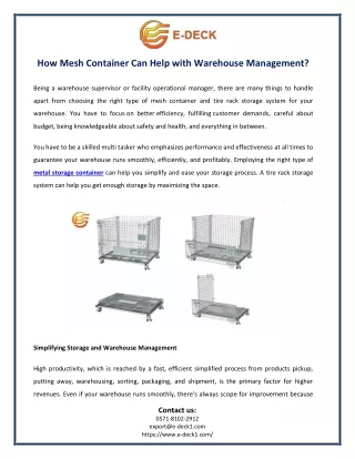 how mesh container can help with warehouse