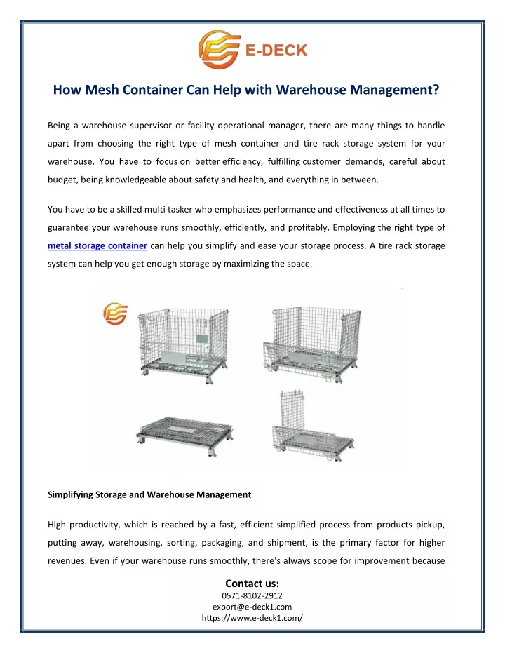 how mesh container can help with warehouse