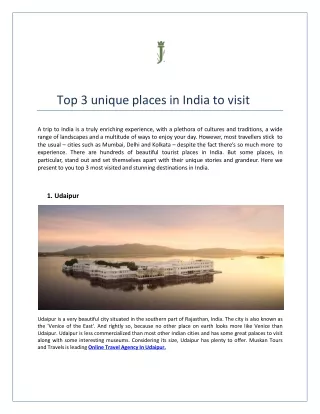 Top 3 unique places in india to visit