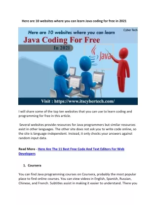 here are 10 websites where you can learn java