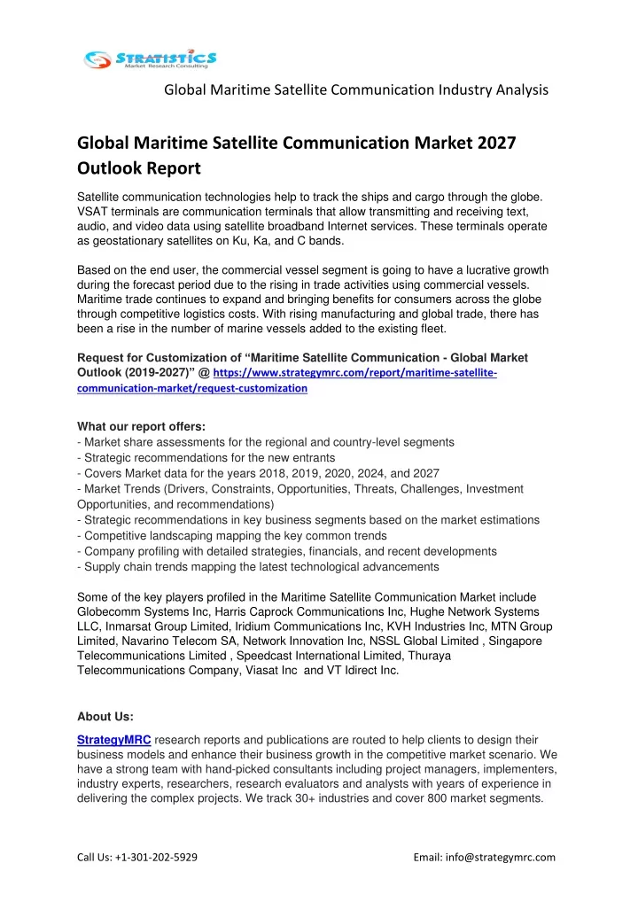global maritime satellite communication industry