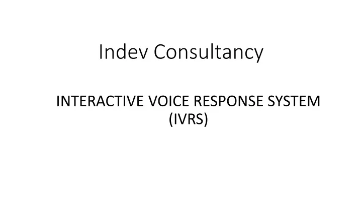 indev consultancy