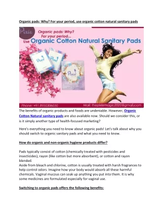 Organic pads Why For your period, use organic cotton natural sanitary pads