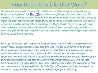 How Does Keto Life Diet Work