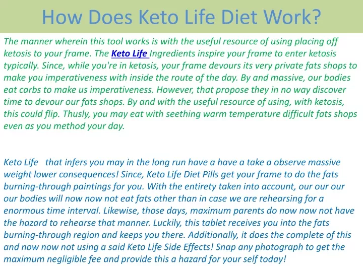 how does keto life diet work