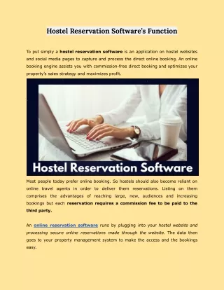 hostel reservation software s function