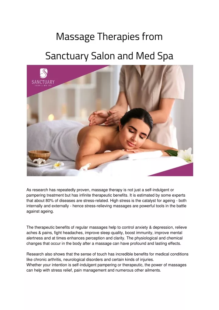 massage therapies from sanctuary salon and med spa