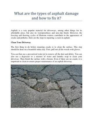 what are the types of asphalt damage