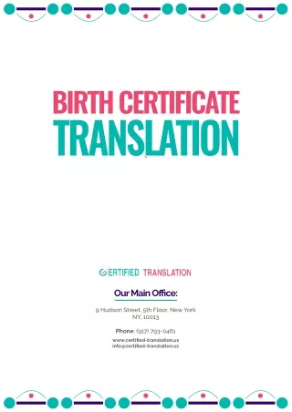 Birth Certificate Translation NYC - Certified Translation
