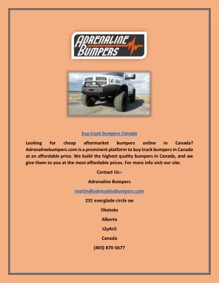 Buy Truck Bumpers Canada | Adrenalinebumpers.com
