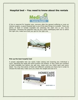 Hospital bed – You need to know about the rentals