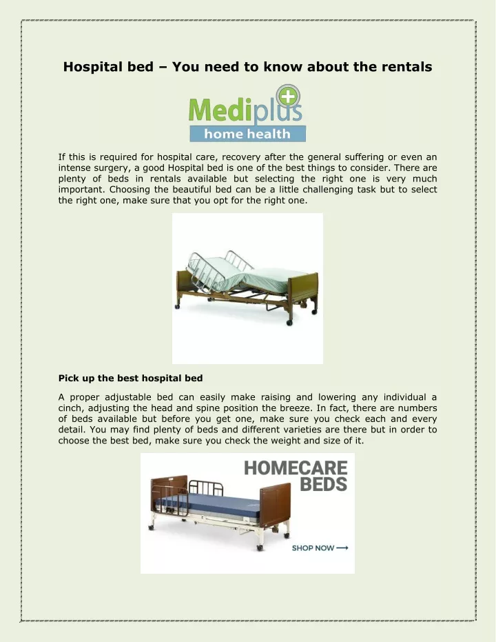 hospital bed you need to know about the rentals