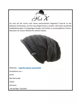 Regenhüte für Damen - wasserdicht  Hutx.de