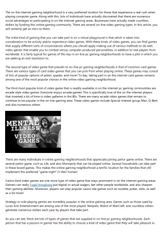 Exploring Online Video Gaming Kinds