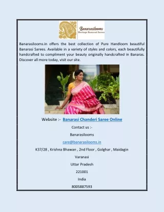 Banarasi Chanderi Saree Online | Banarasilooms.in