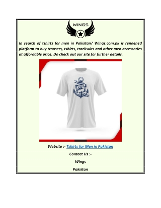 Tshirts for Men in Pakistan  Wings.com.pk