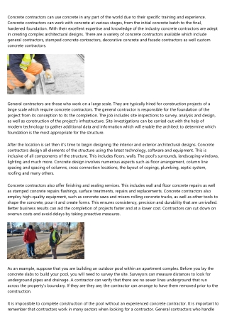 concrete contractors can use concrete in any part