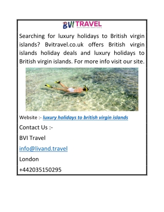 Luxury Holidays to British Virgin Islands  Bvitravel.co.uk