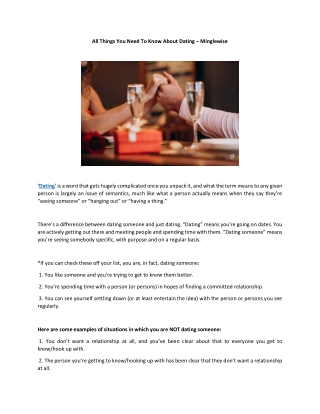 All Things You Need To Know About Dating - Minglewise
