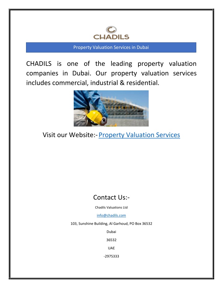 property valuation services in dubai