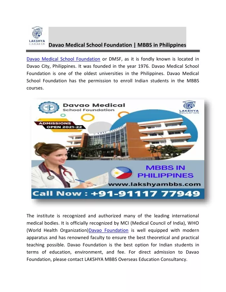 davao medical school foundation mbbs