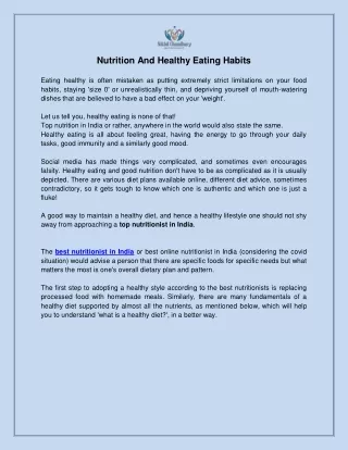 Nutrition and healthy eating habits