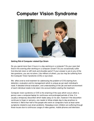 Computer Vision Syndrome | Eye Diseases | Dr Anup's Insight Eye Hospital